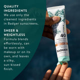 Badger Mineral Tinted Face Sunscreen SPF 40, with Zinc Oxide