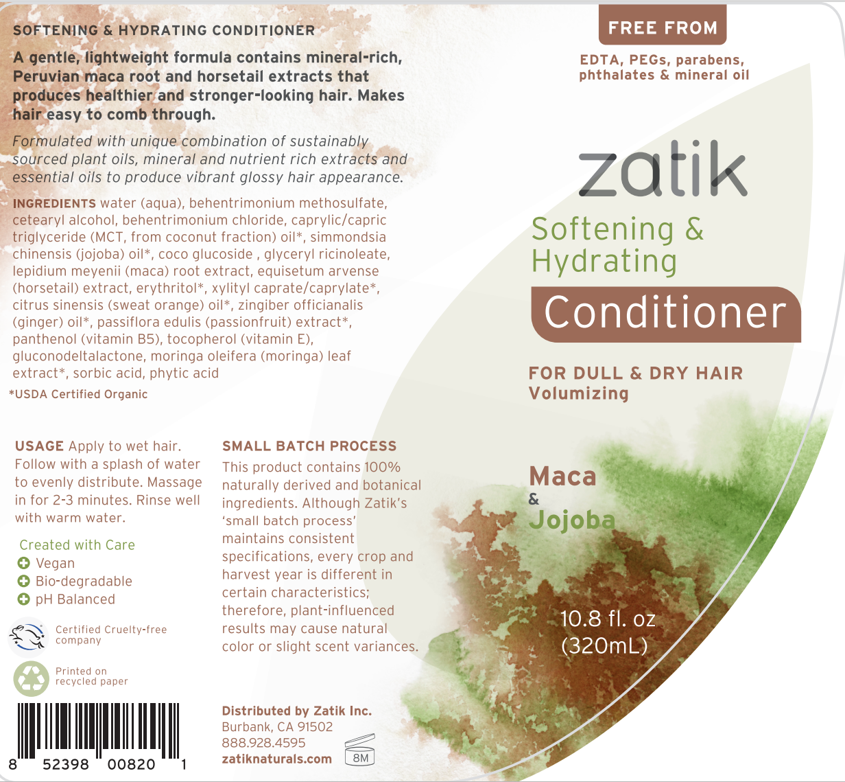 Softening & Hydrating Conditioner, Maca & Jojoba, 10.8 oz