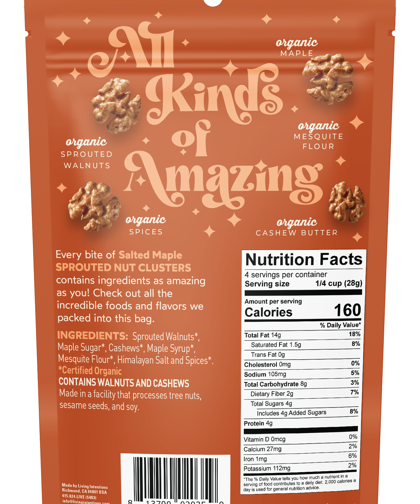 Living Intentions 4oz Superfood Nut Blend - Salted Maple