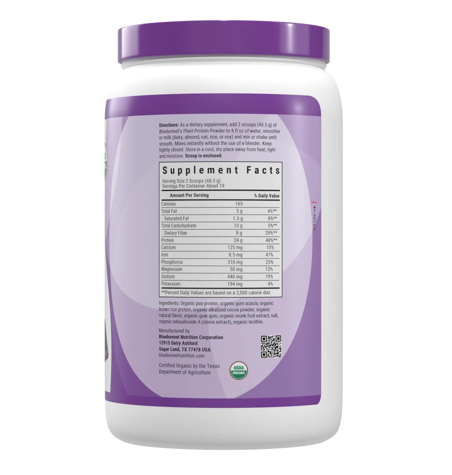 Bluebonnet Organic Plant Protein Chocolate 2.08 lbs