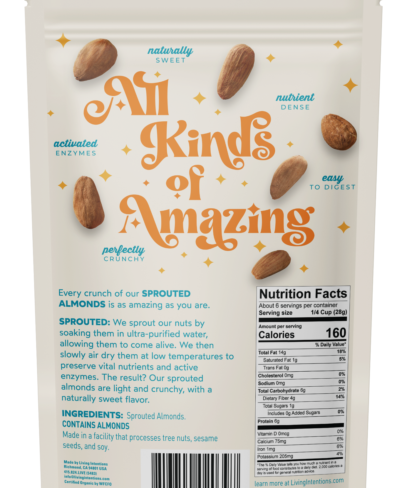 Living Intentions 6oz Sprouted Nuts - Almonds Unsalted