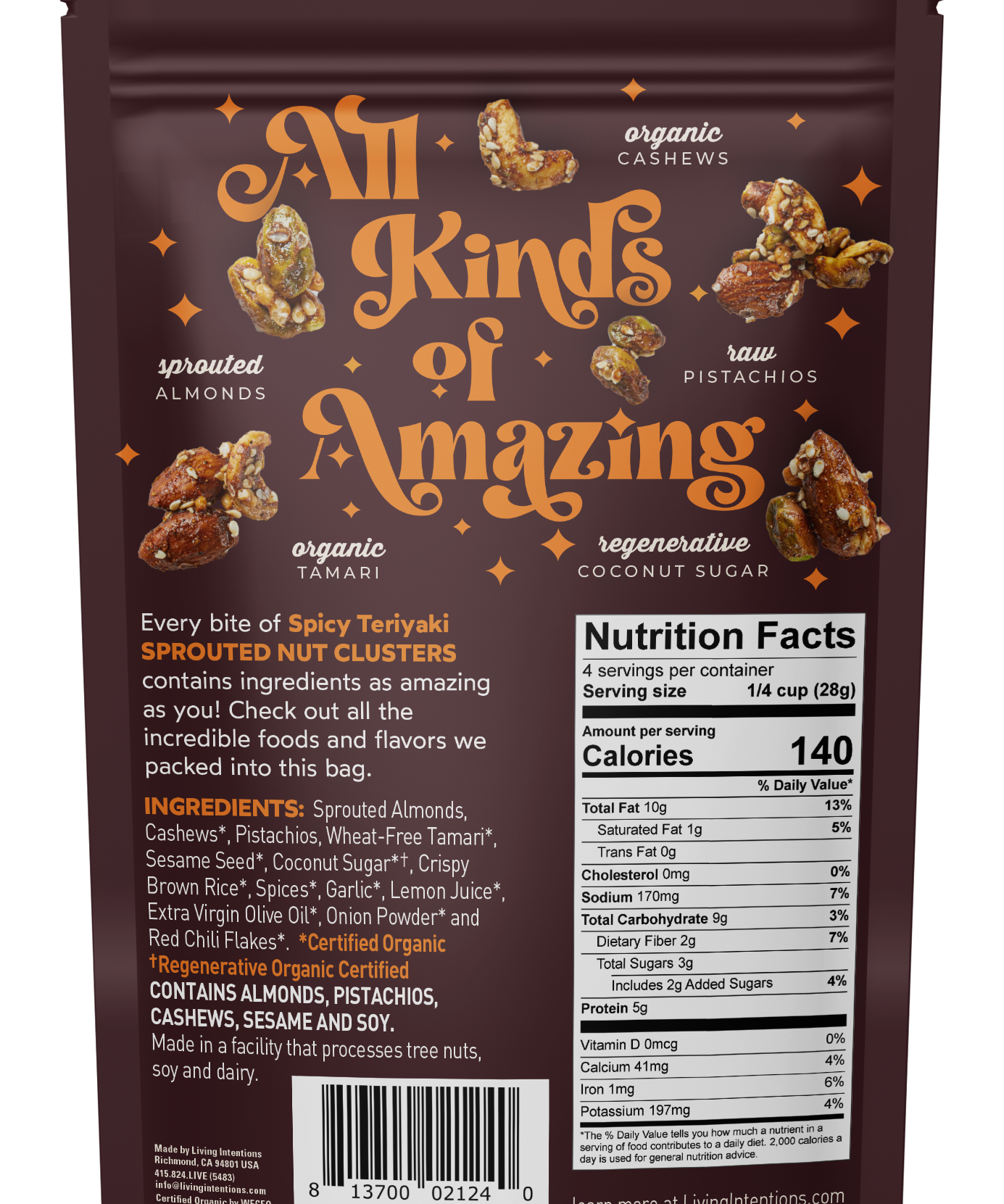 Living Intentions 4oz Superfood Nut Blend - Spicy Teriyaki